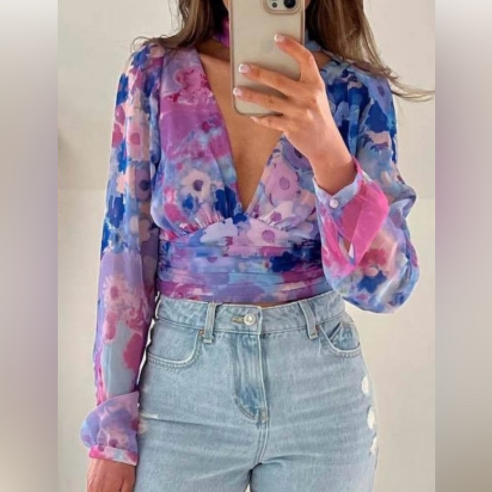 Zara Floral Draped Top
